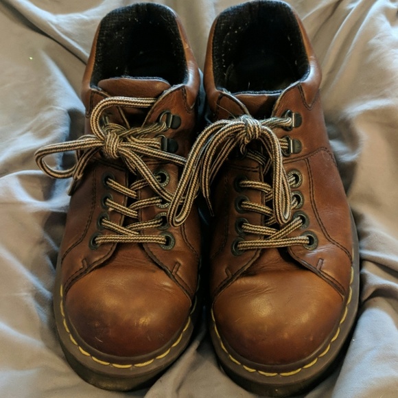 brown lace up doc martens
